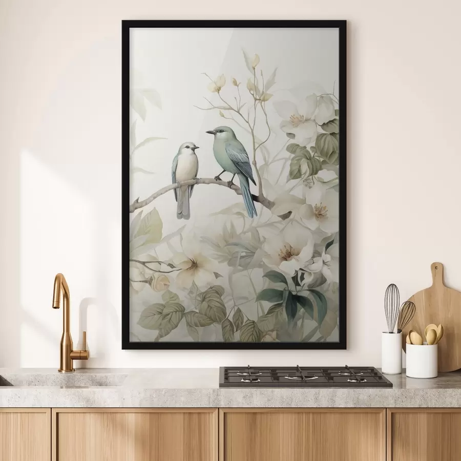 Картина Дві пташки на гілках жасмину f46896