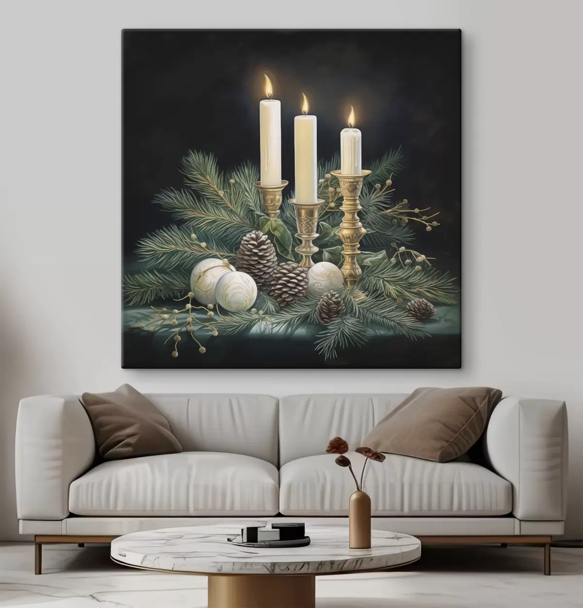 Картина Новорічна композиція, ялинка і свічки s46963