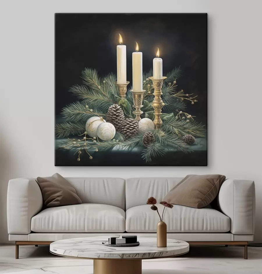 Картина Новорічна композиція, ялинка і свічки s46963