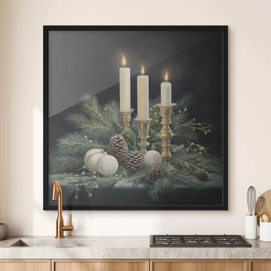 Картина Новорічна композиція, ялинка і свічки f46963