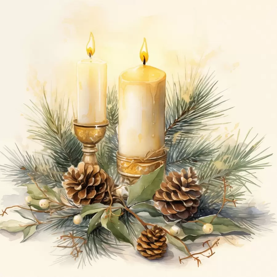 Картина Композиція, Новий рік, Ялинка і свічки f46971