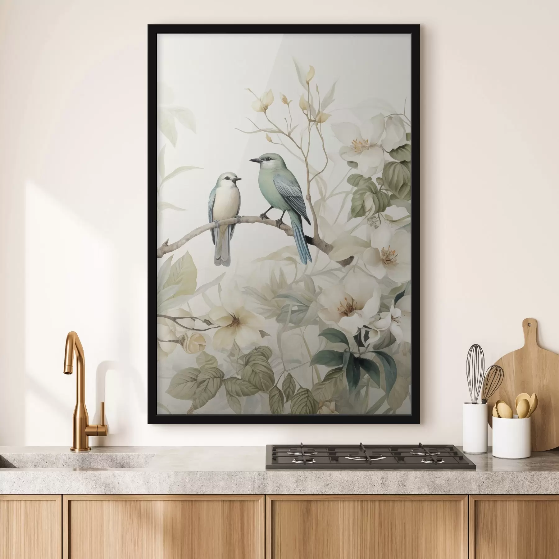 Картина Дві пташки на гілках жасмину f46896