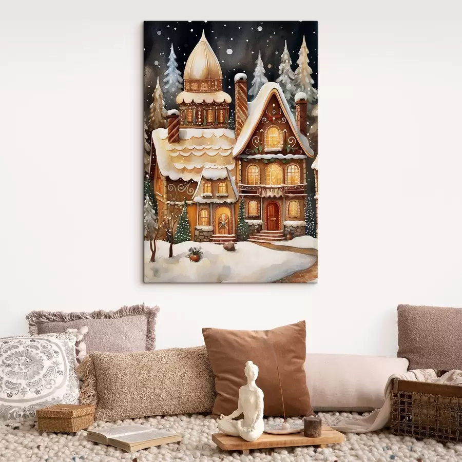 Картина Засніжені будинки в лісі s46985