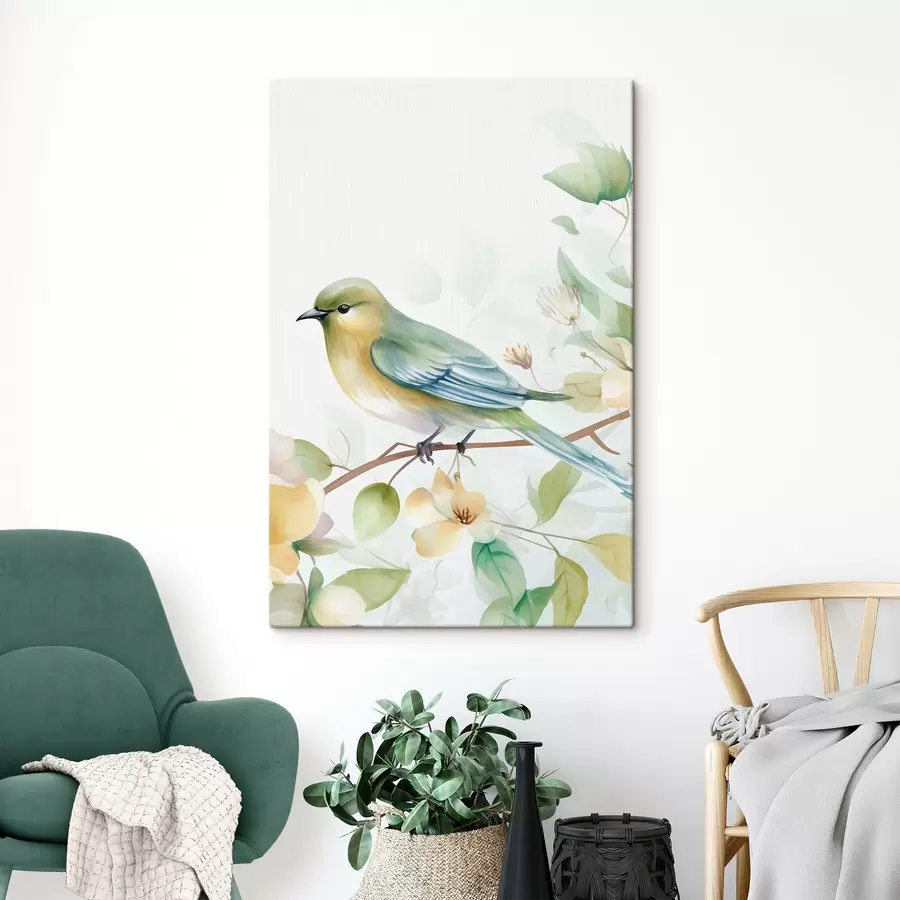 Картина Синиця на гілці, імітація акварелі s46892