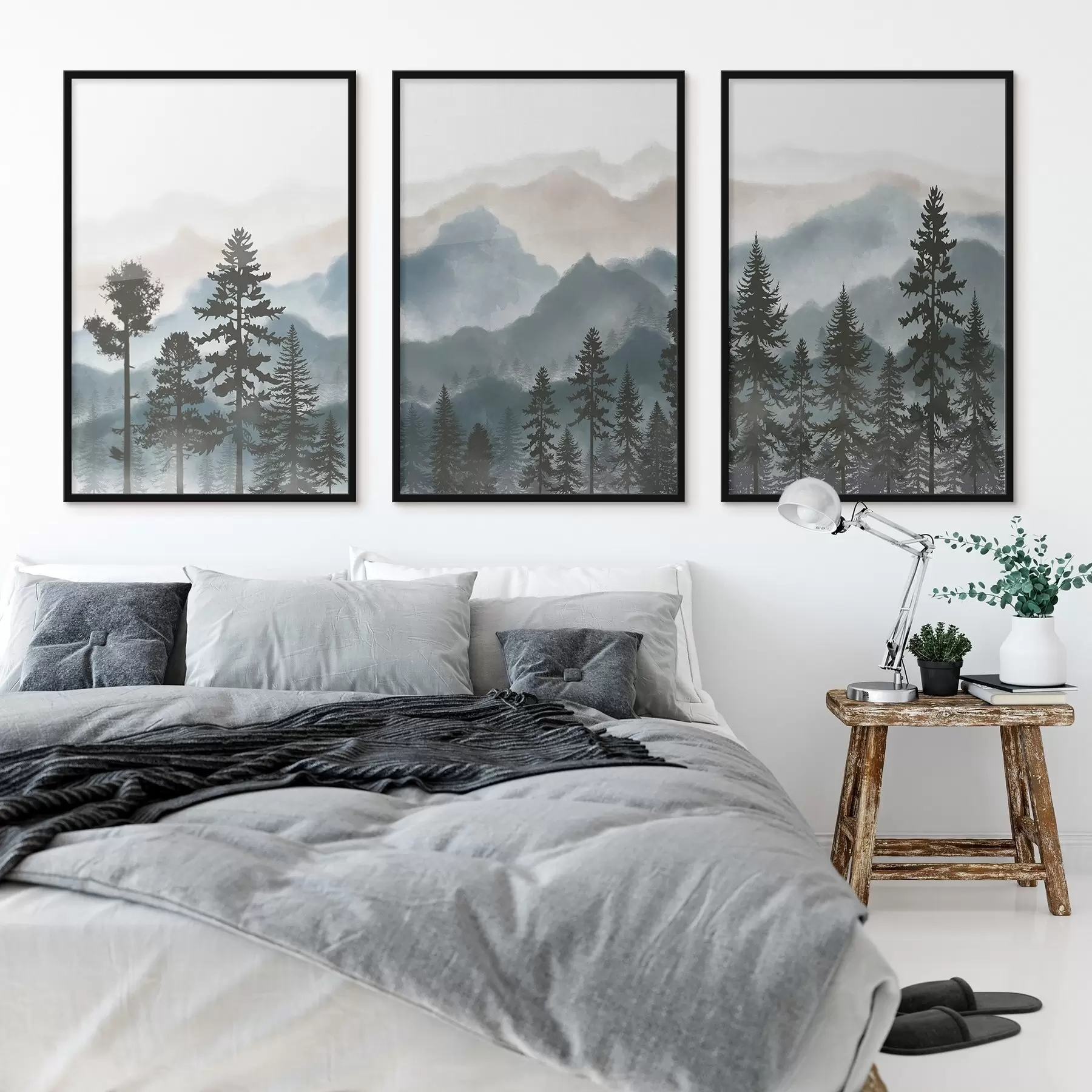 Картина Спокійні гори і силуети дерев d00244