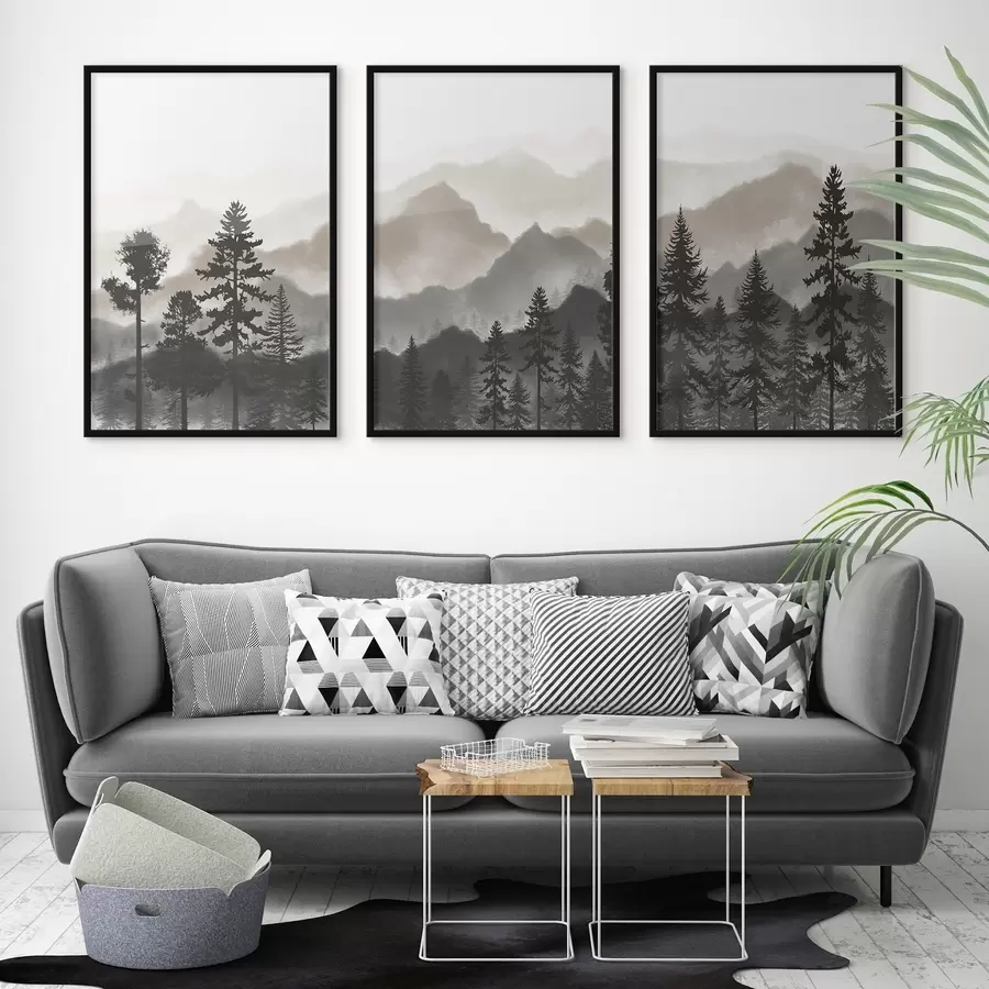 Картина Спокійний гірський пейзаж з деревами d00244v1