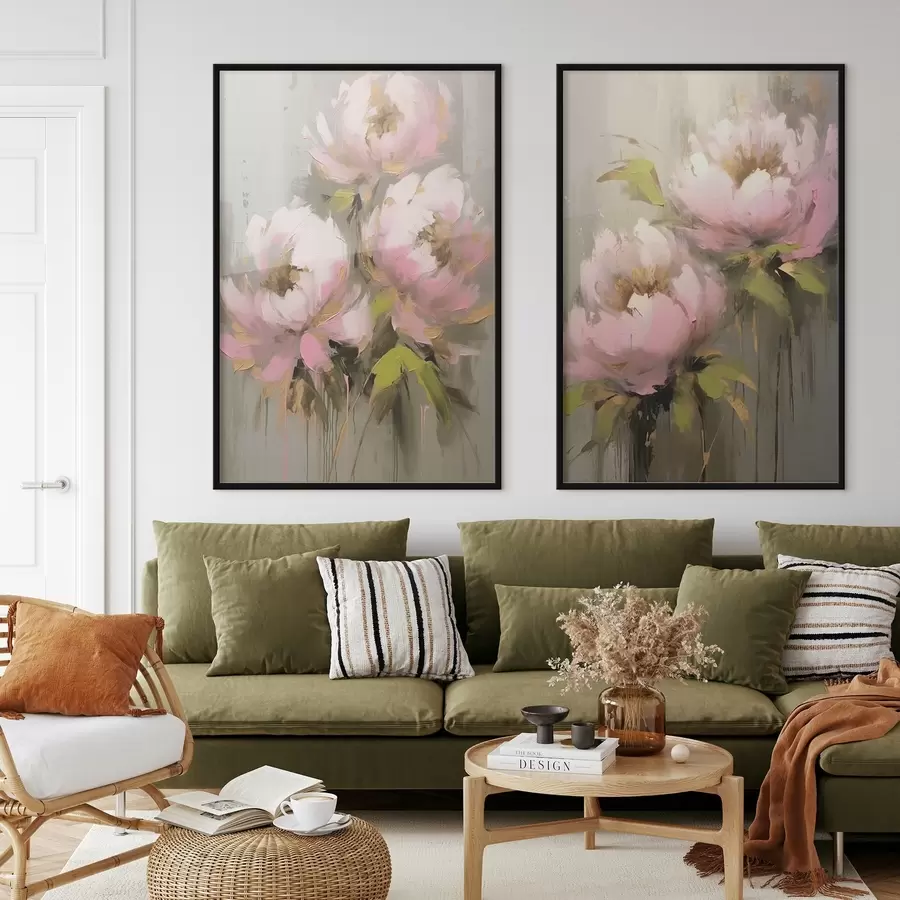 Картина Квіти рожевої півонії d00401