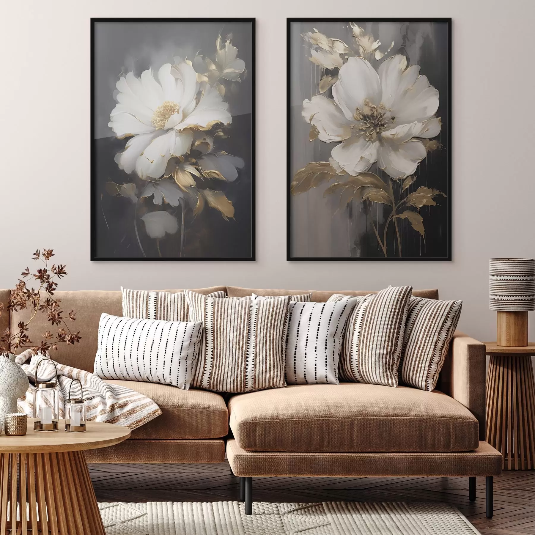 Картина Красиві квіти на темному тлі d00428