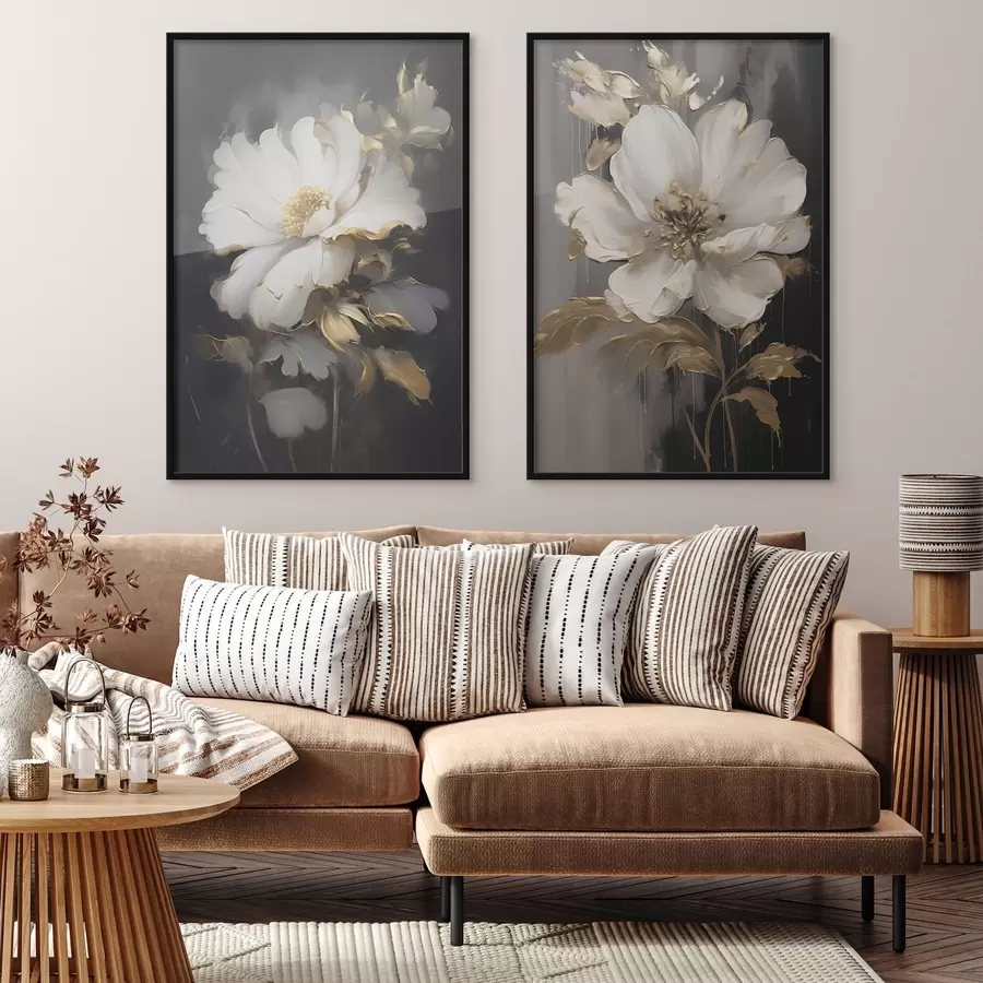 Картина Красиві квіти на темному тлі d00428