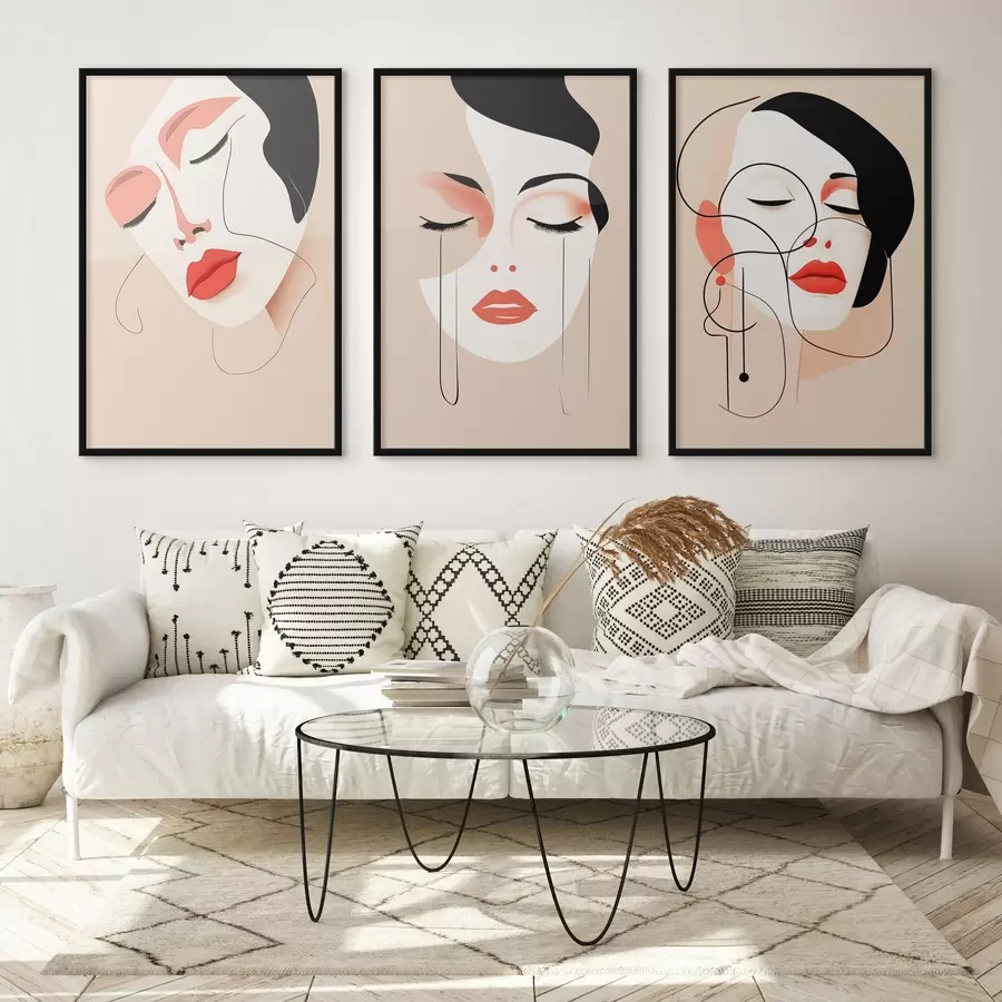 Картина Гармонія, три обличчя, яскраві кольори d00454