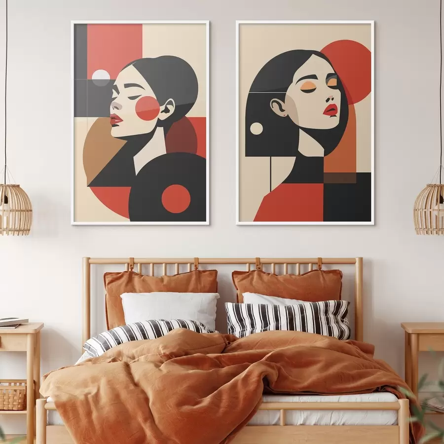 Картина Жіночі портрети в стилі баугауз d00516