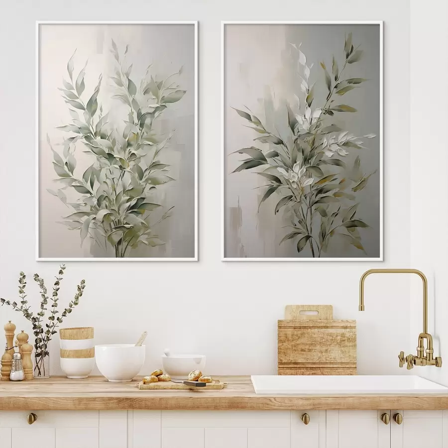 Картина Абстрактні гілки з листям d00851