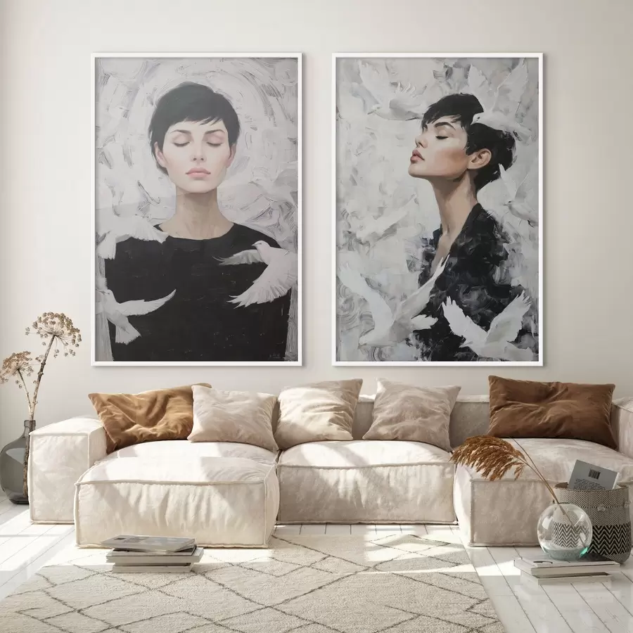 Картина Жінка з голубами d00923