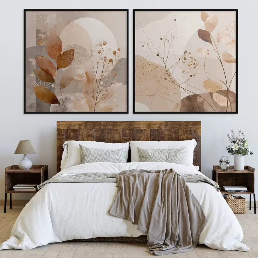 Картина Абстрактна квіткова композиція з двох частин d00892