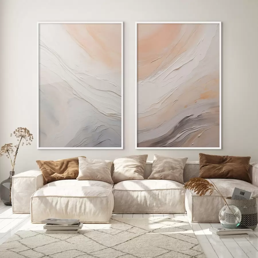 Картина Нейтральні штукатурні текстури з плавними рельєфними шарами d00971