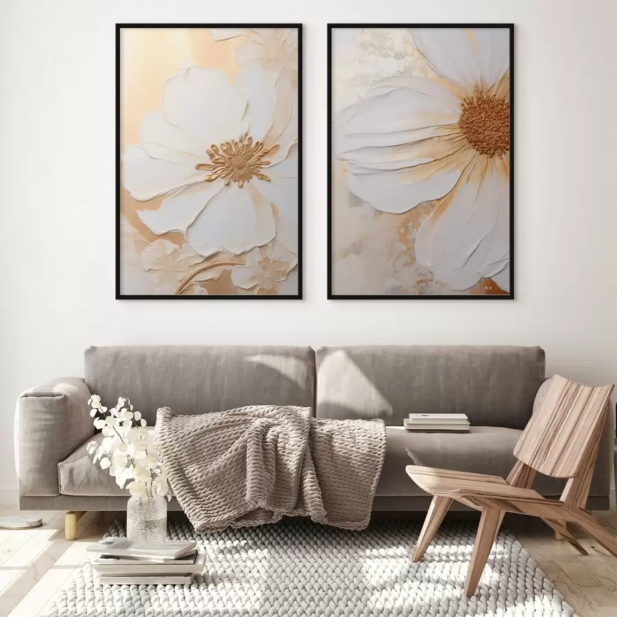 Картина Біла квітка з ніжними пелюстками, фактурний абстрактний фон, елегантне декоративне мистецтво d01006