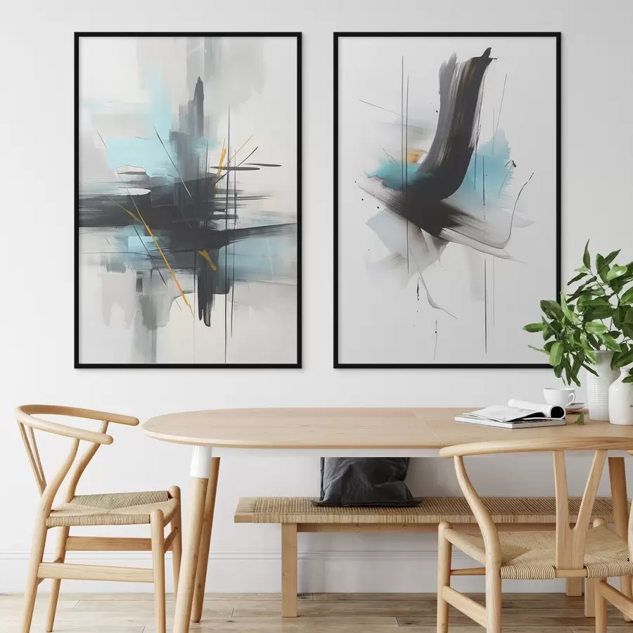 Картина Абстракція з імітацією бризок і мазків пензлем d01037