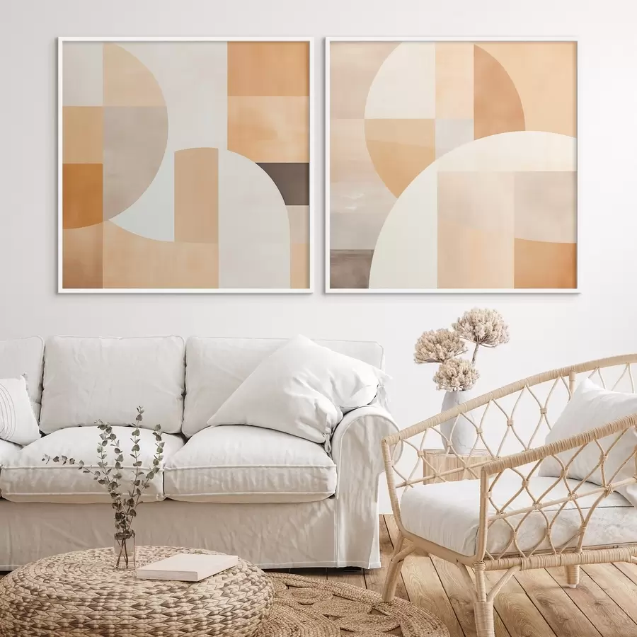 Картина Композиція з великими формами та м'якими кольоровими блоками d00986