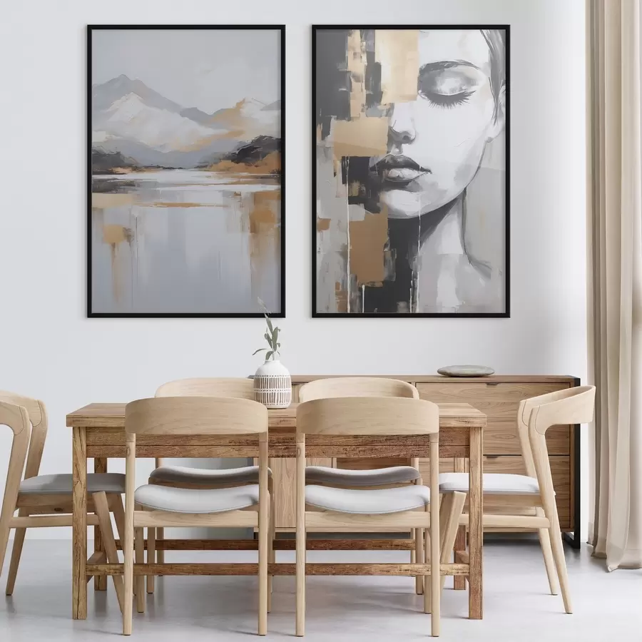 Картина Абстрактний гірський пейзаж і портрет d01058