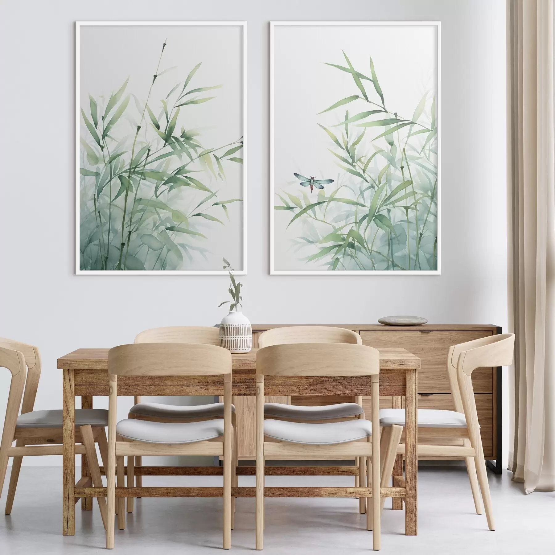 Картина Бамбукові рослини, імітація акварелі d01062