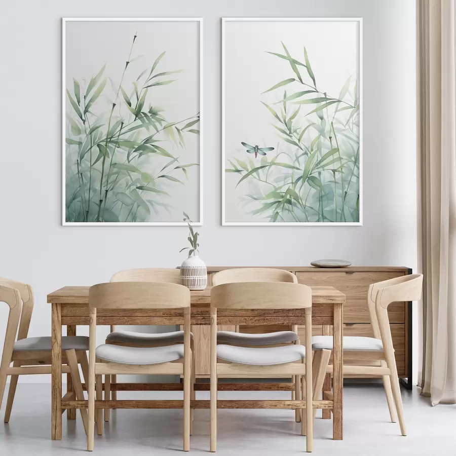 Картина Бамбукові рослини, імітація акварелі d01062