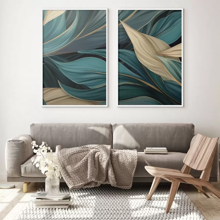 Картина Зелені абстрактні листя d01063