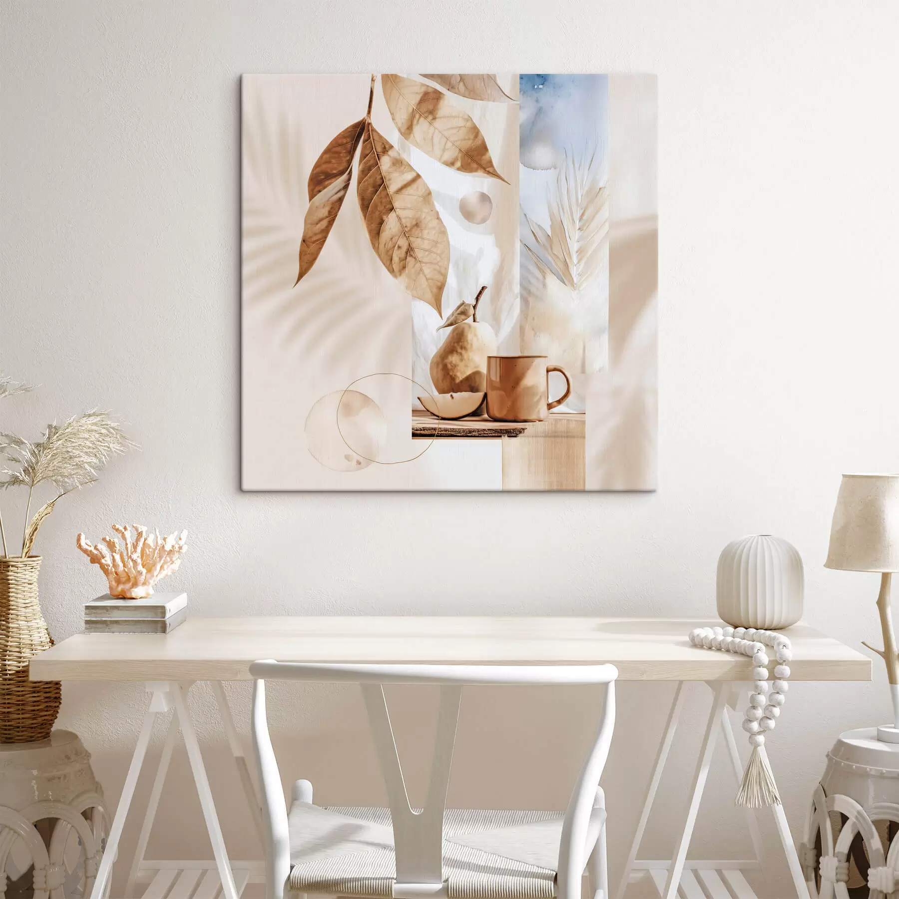 Картина Абстракція з листям, грушею та чашкою s47047