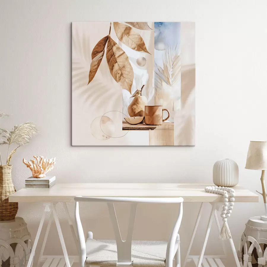 Картина Абстракція з листям, грушею та чашкою s47047