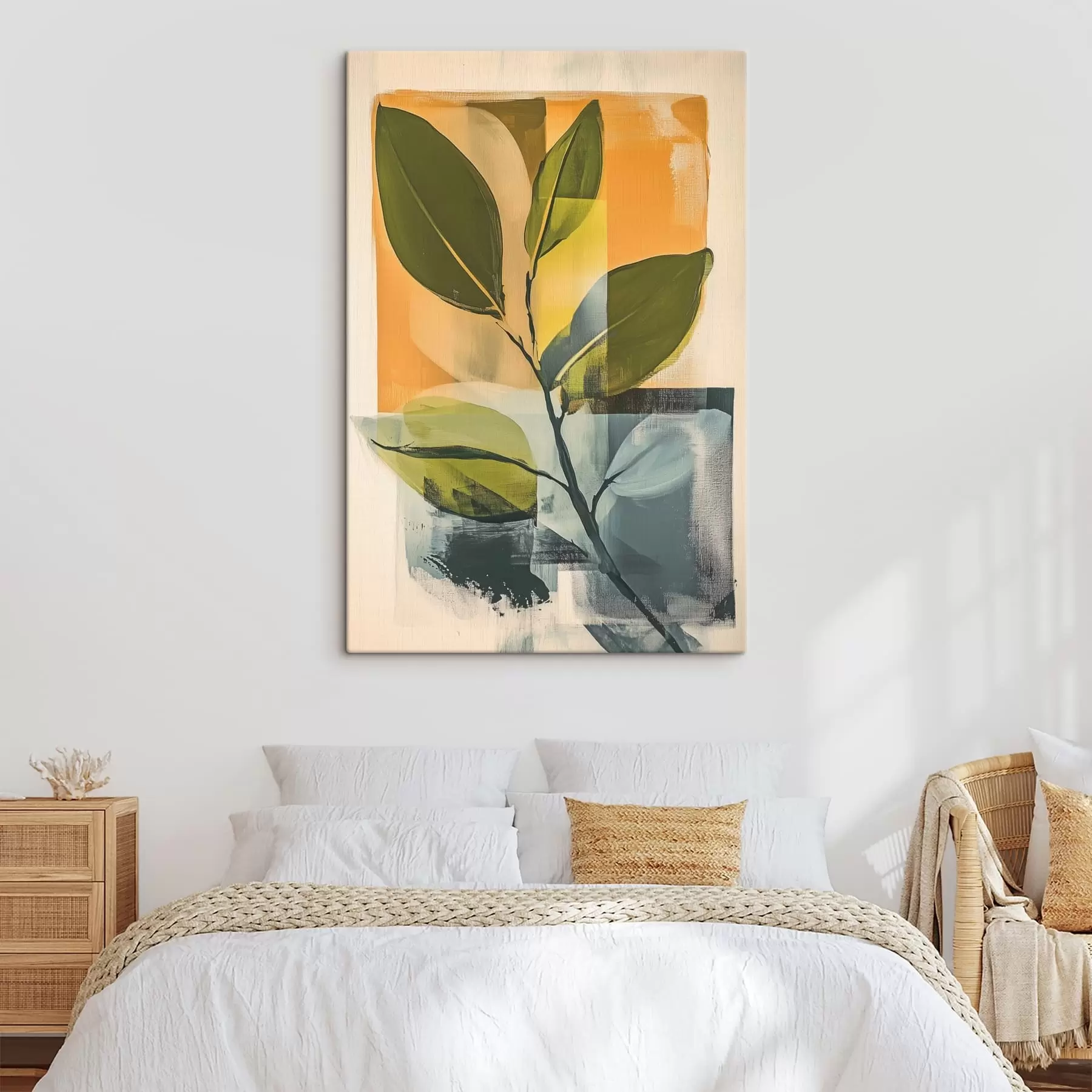 Картина Гілка з листям на абстрактному тлі s47250