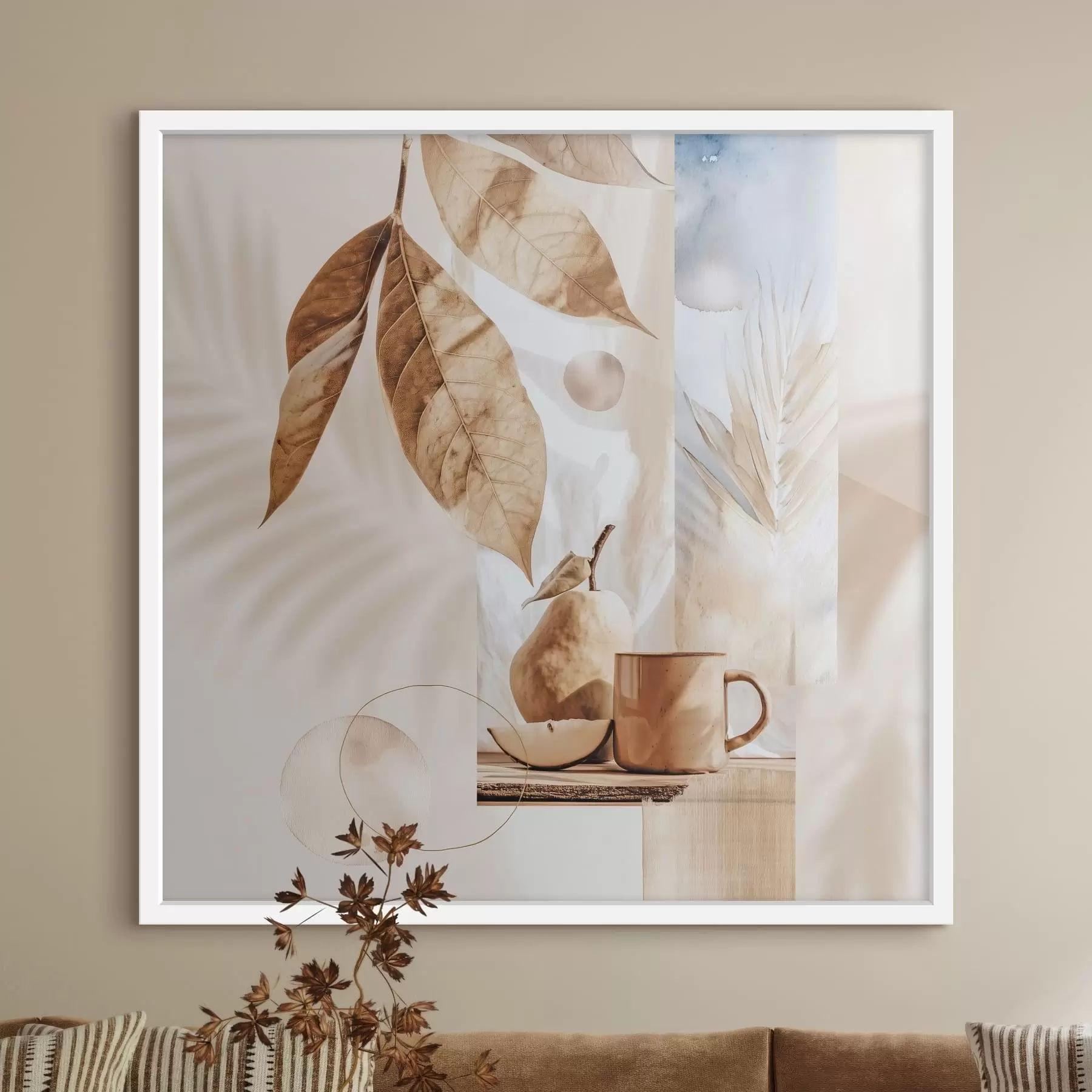 Картина Абстракція з листям, грушею та чашкою f47047