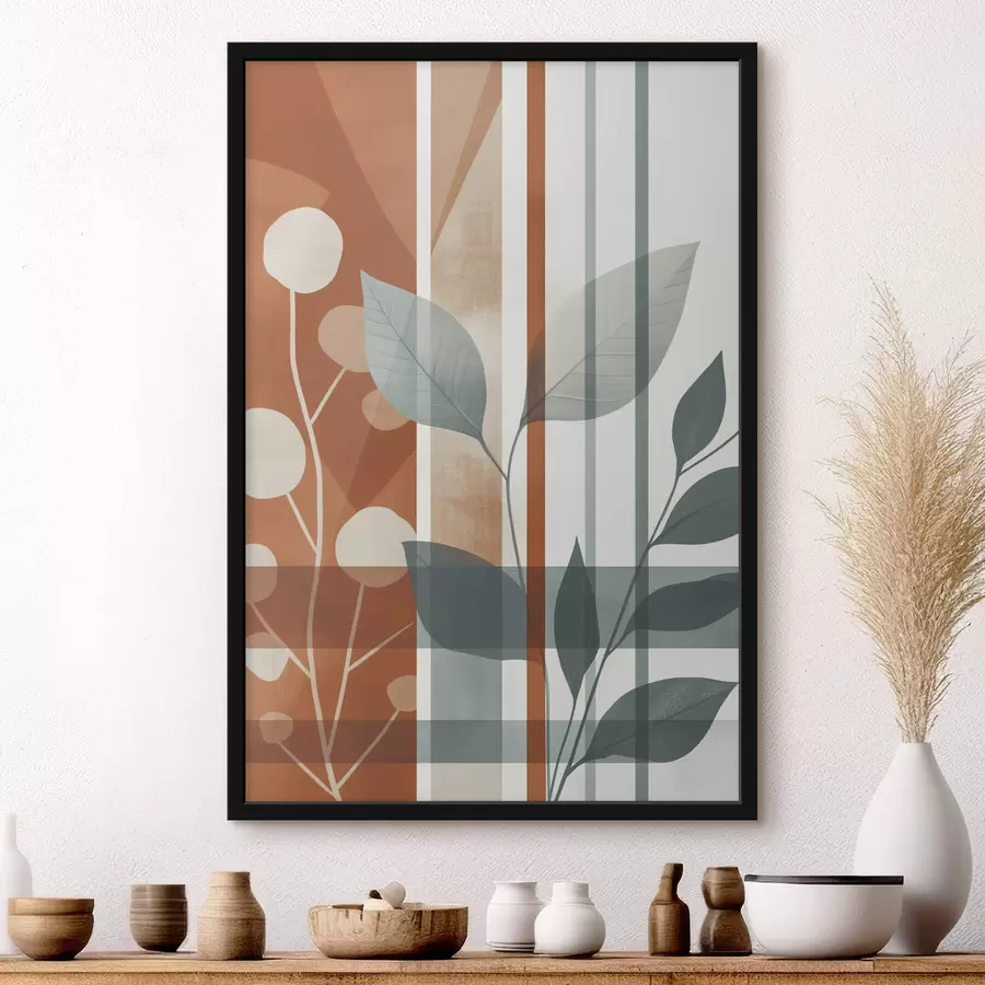 Картина Абстракція з гілками листя f47248