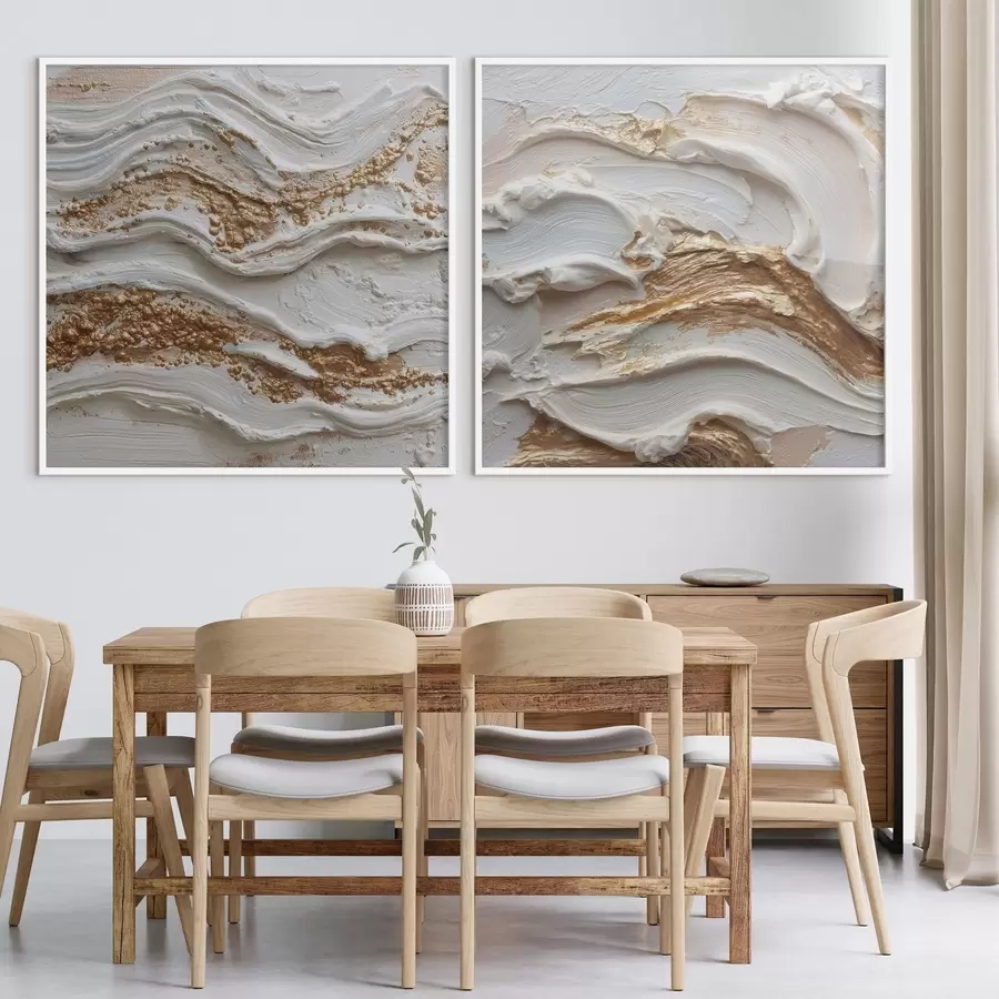 Картина Об'ємне абстрагування з білими та жовтими штрихами d00742