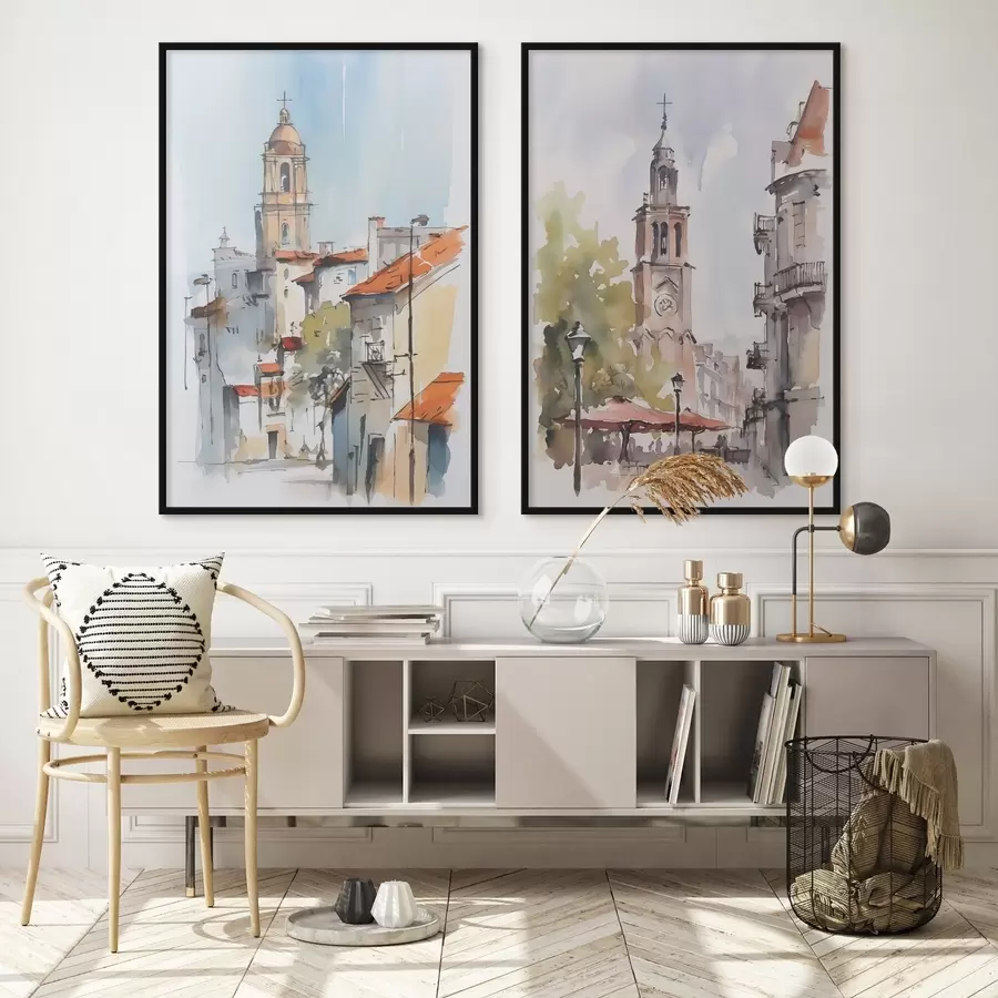 Картина Імітація міського пейзажу аквареллю d00832