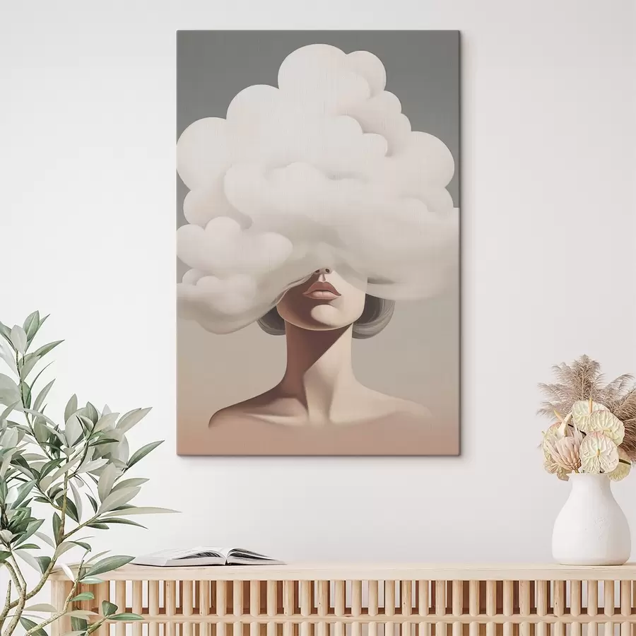 Картина Обличчя дівчини приховане хмарою s47337