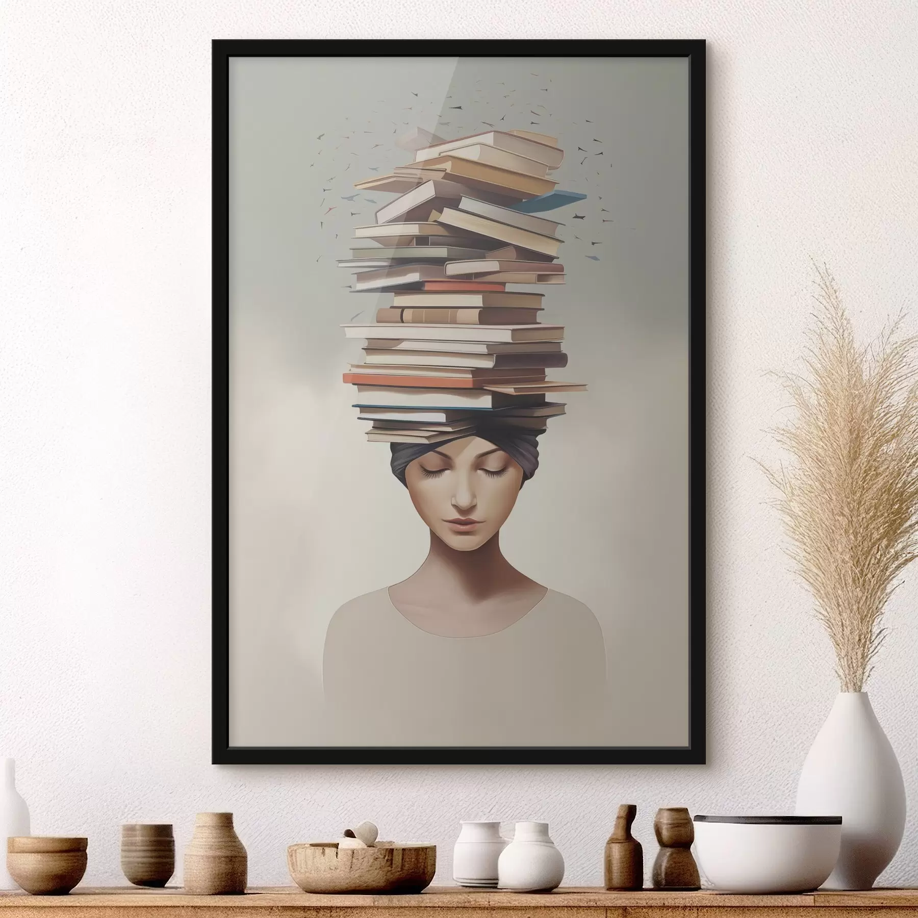 Картина Портрет дівчини з книгами f47333