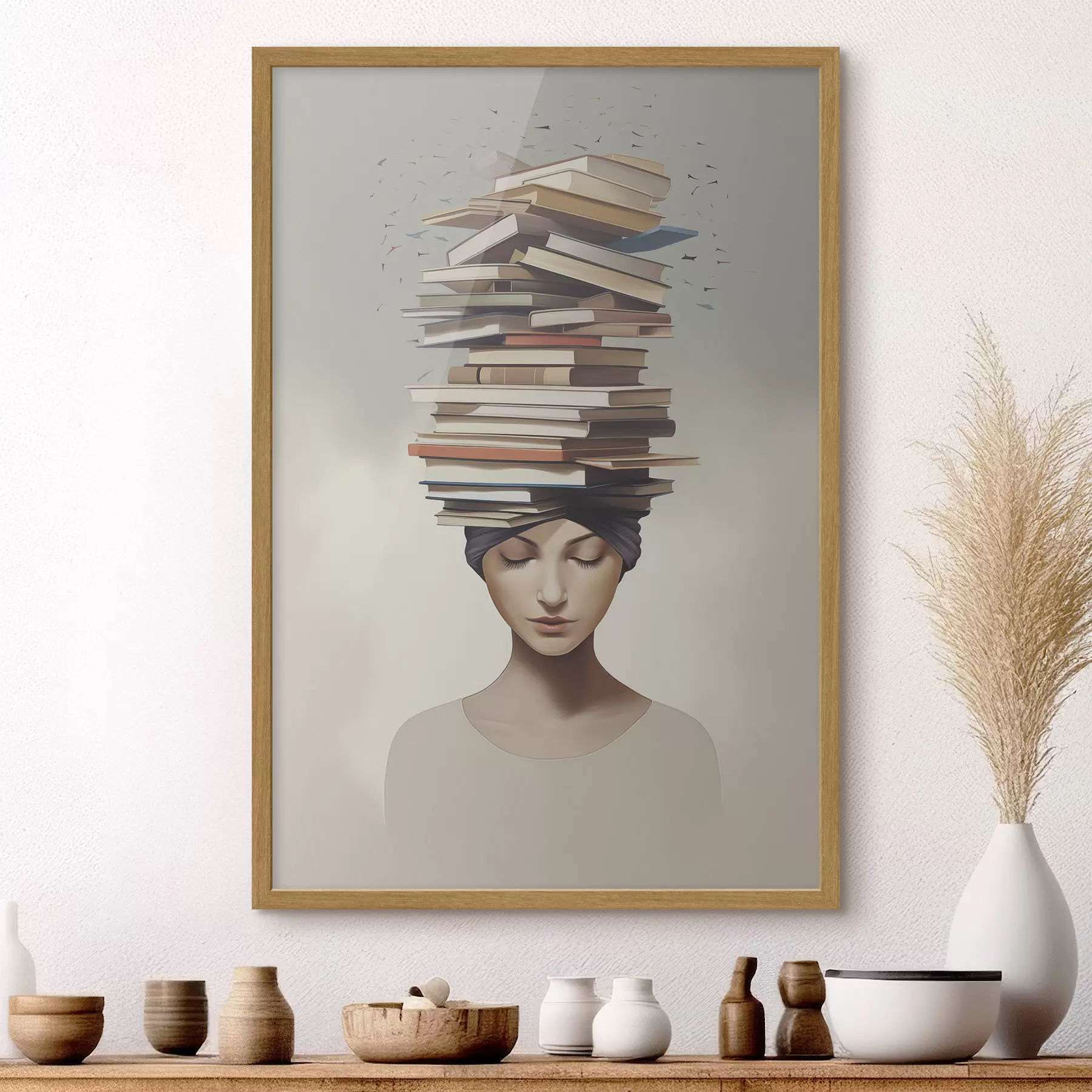 Картина Портрет дівчини з книгами f47333