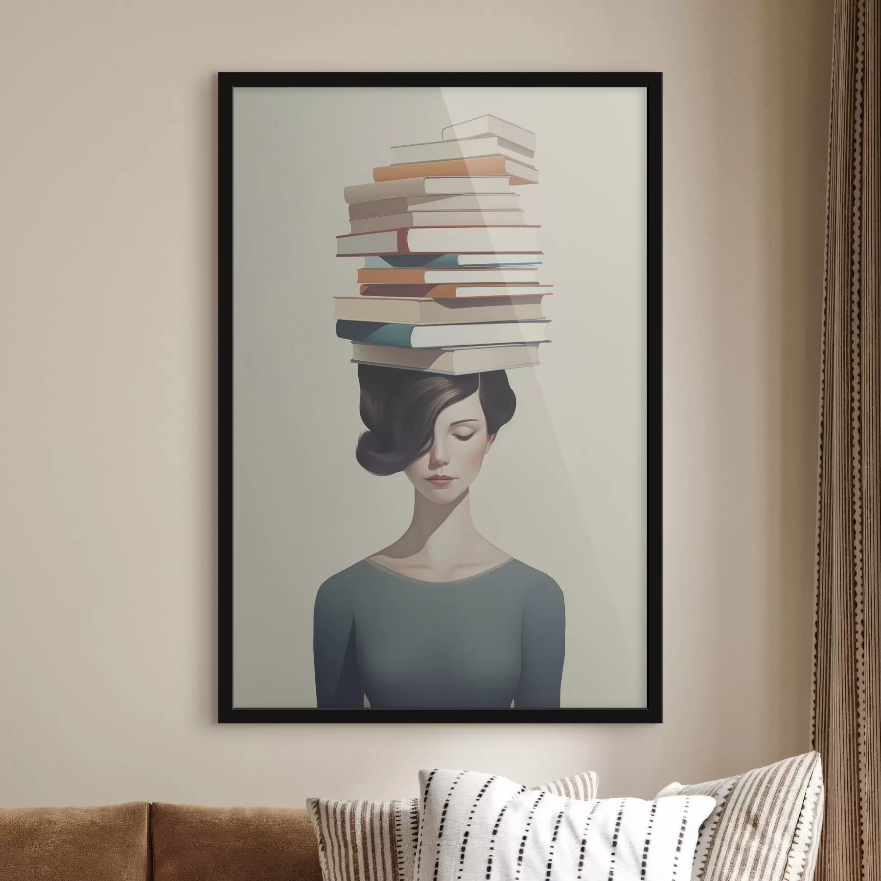 Картина Сюрреалістичний портрет дівчини з книгами f47334