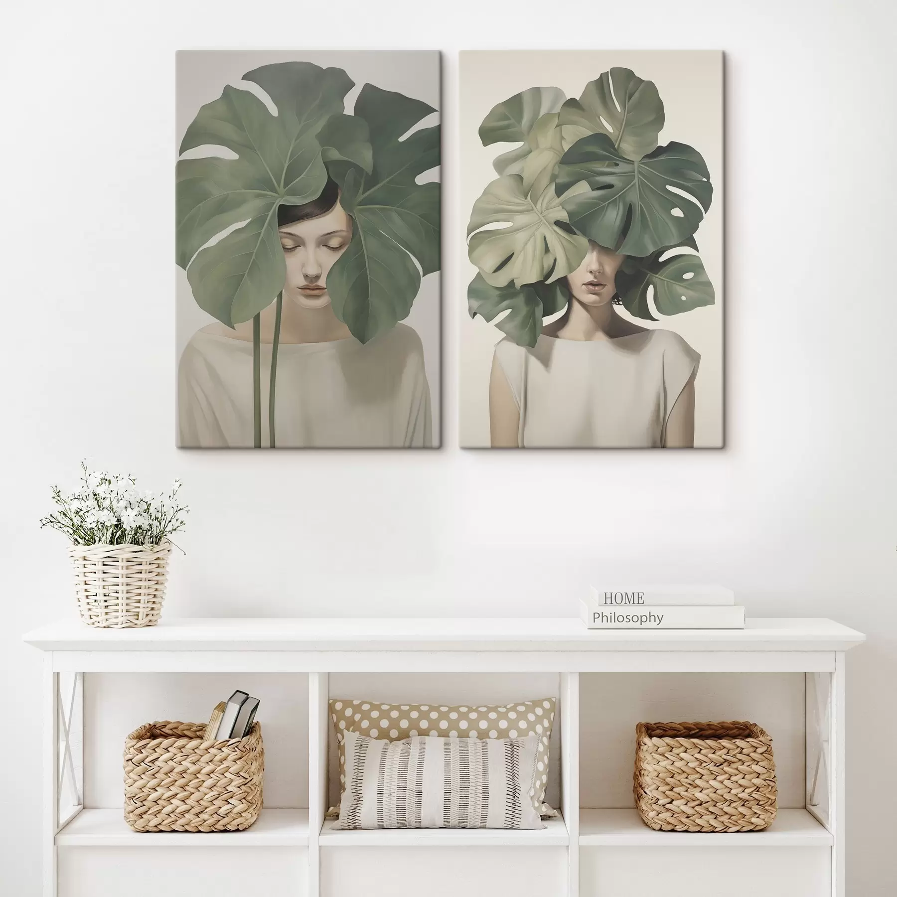 Картина Дівчина з листям m01185