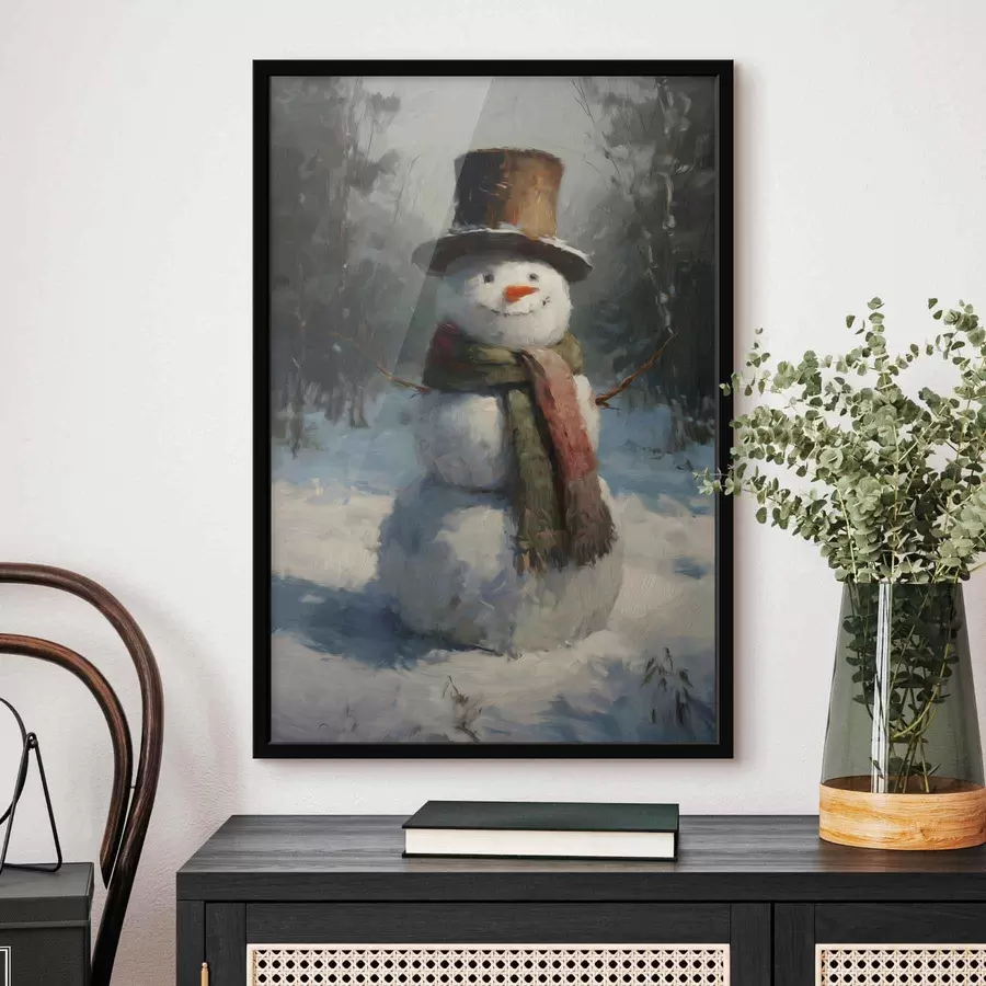 Картина сніговик у стилі олійного живопису f47116