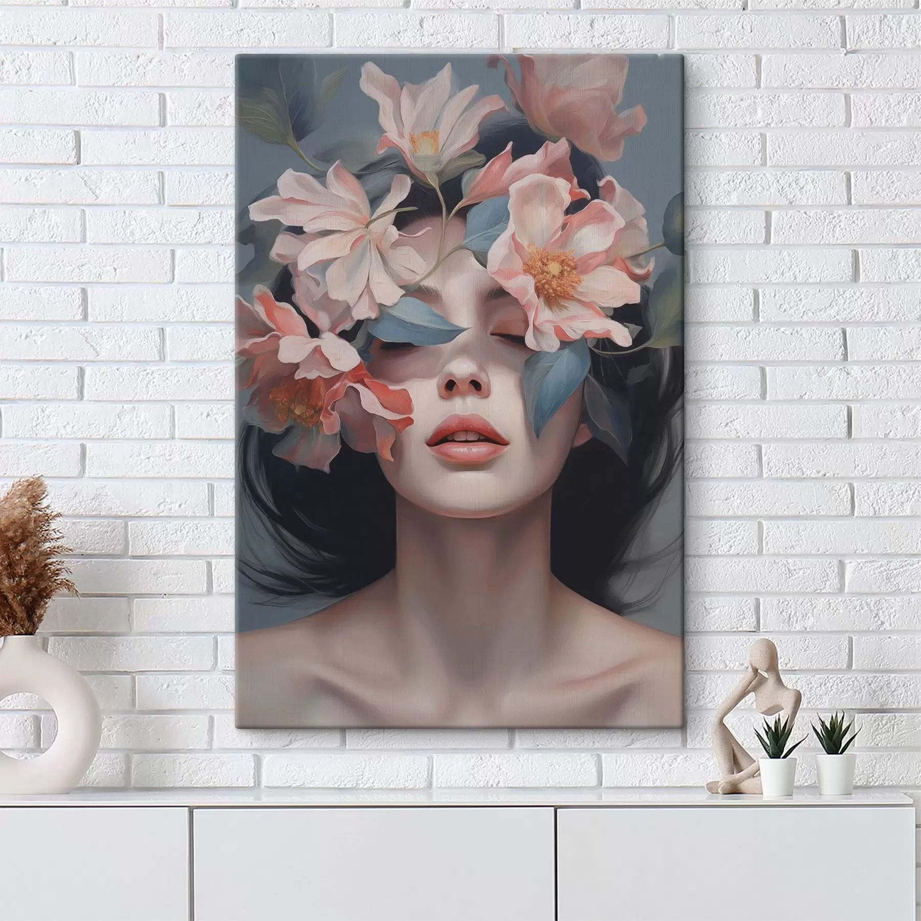 Картина Абстрактний жіночий портрет з квітами s47488