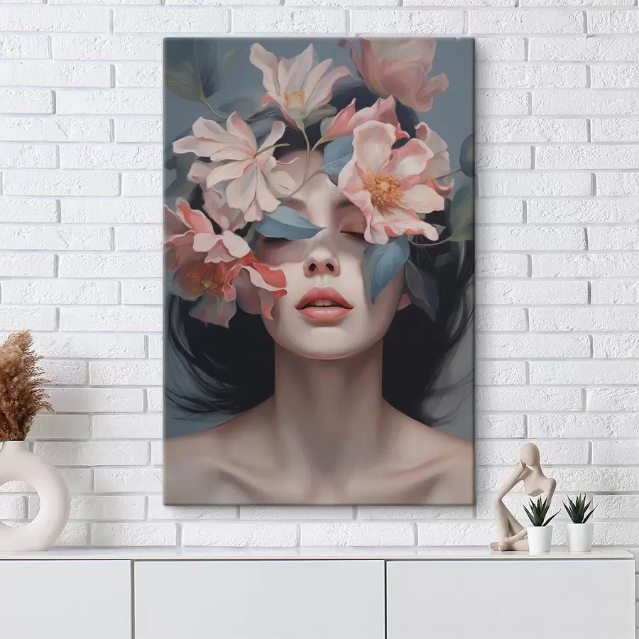 Картина Абстрактний жіночий портрет з квітами s47488