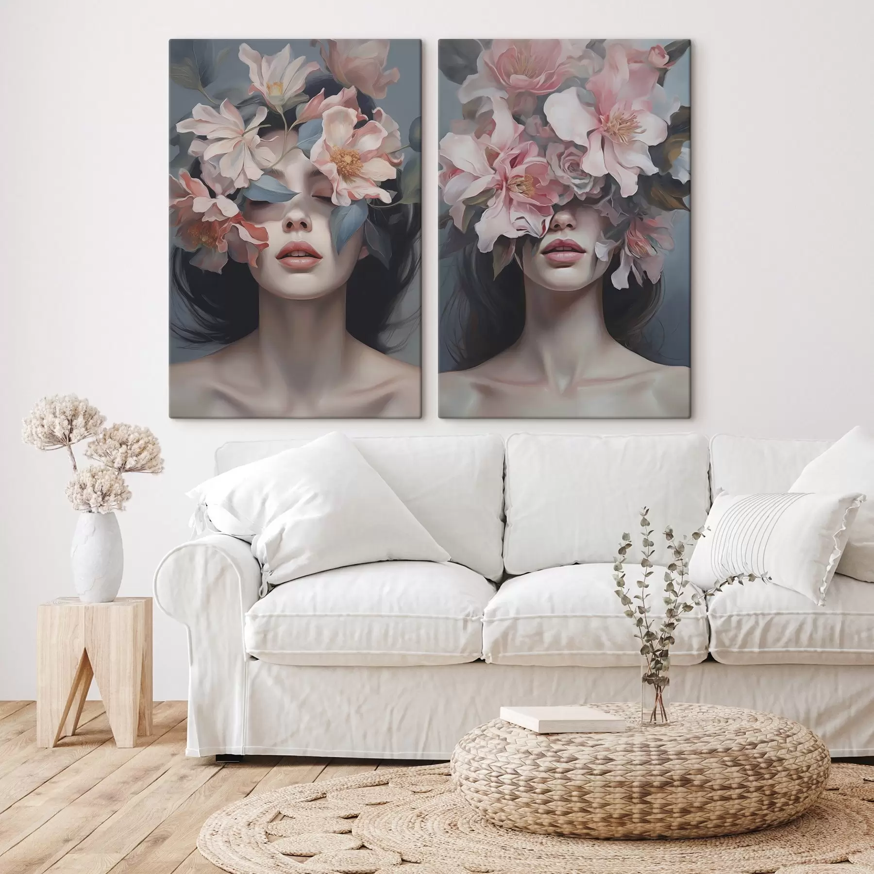 Картина Абстрактний жіночий портрет з квітами m01221