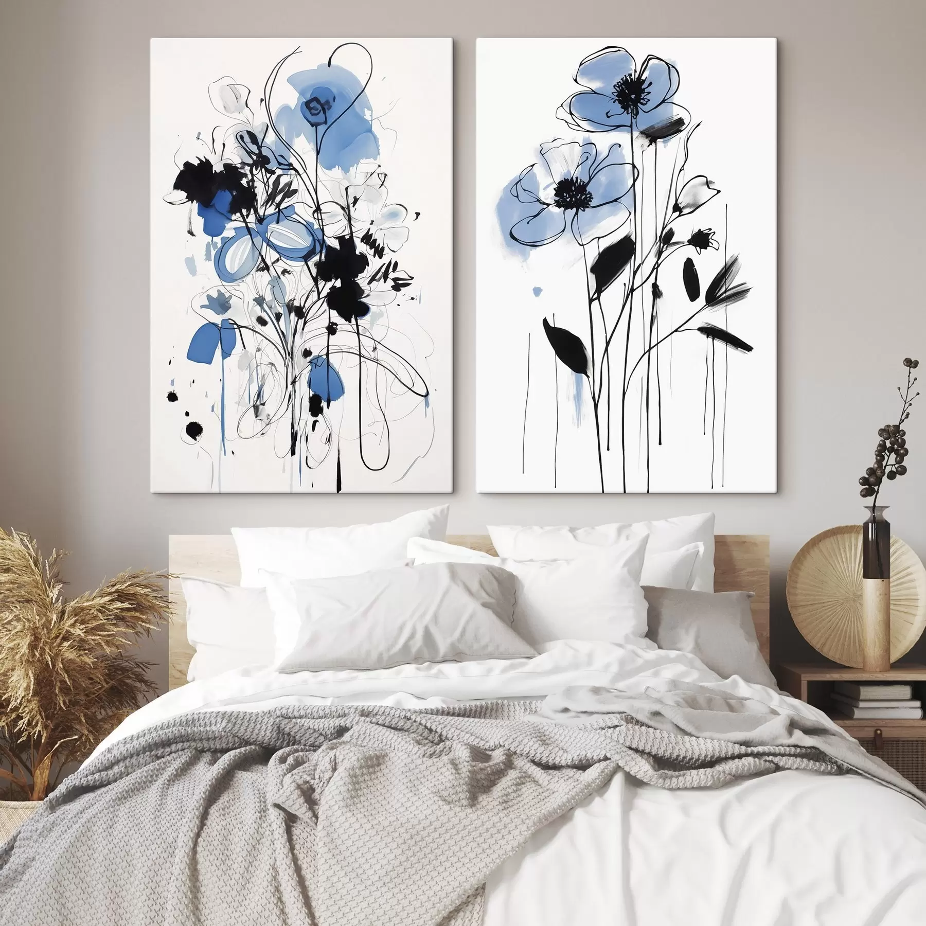 Картина Абстракція з плямами і квітами m01222