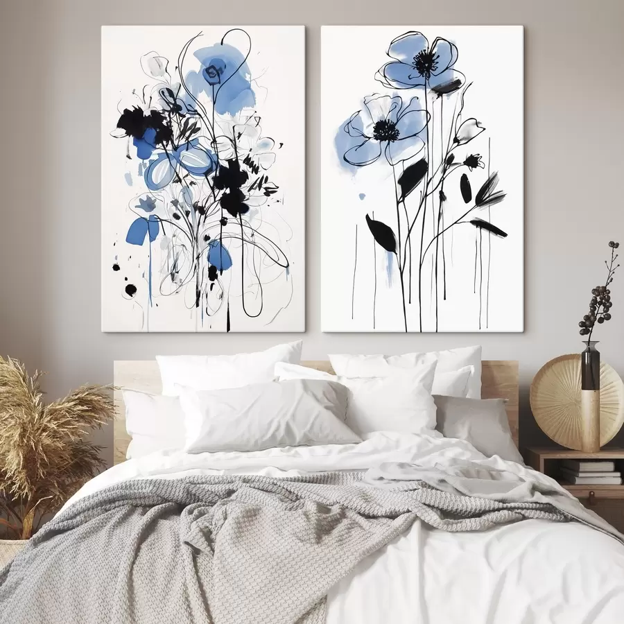 Картина Абстракція з плямами і квітами m01222