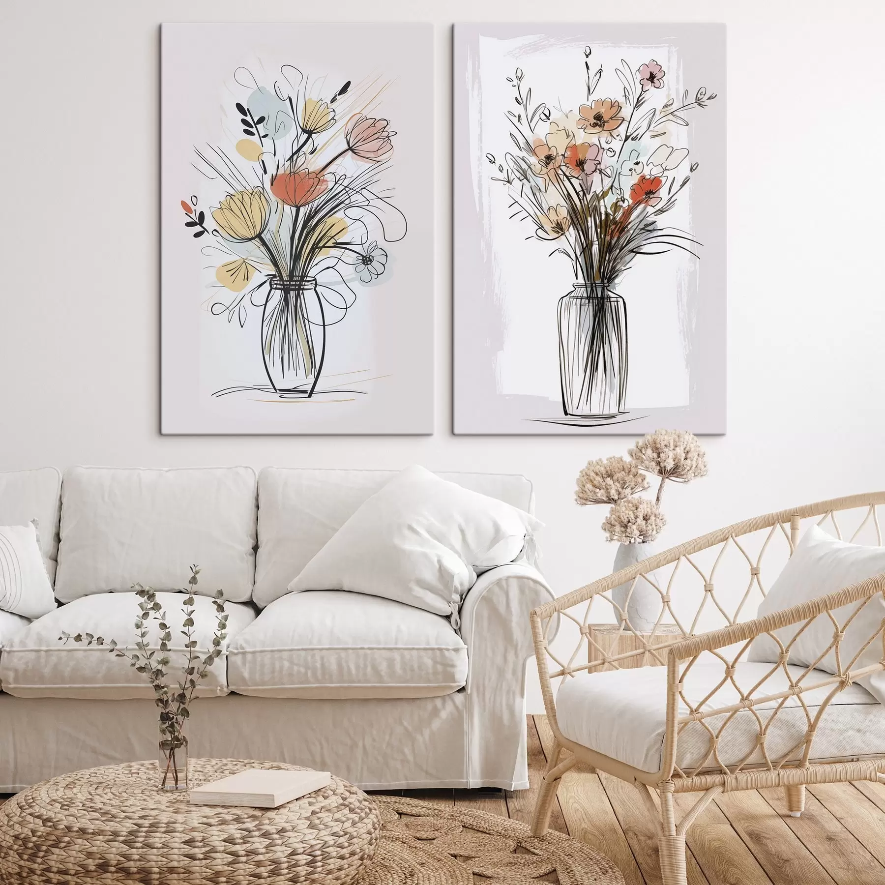 Картина Квіти у вазі, імітація малюнка m01224