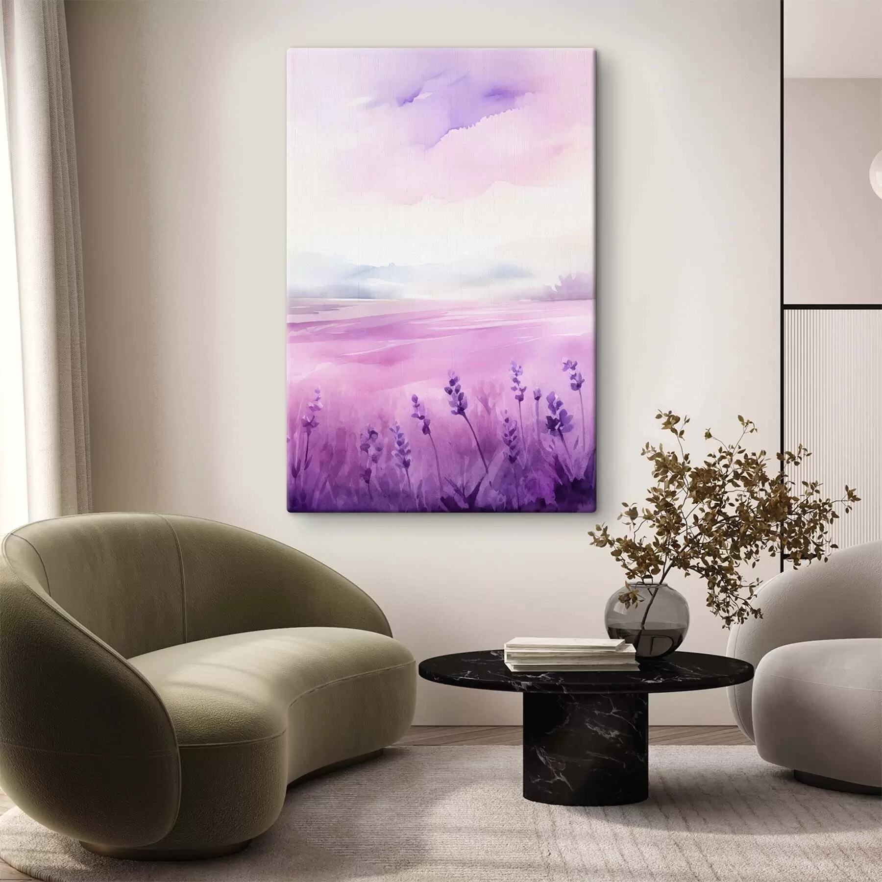 Картина Лавандове поле, імітація акварелі s47109