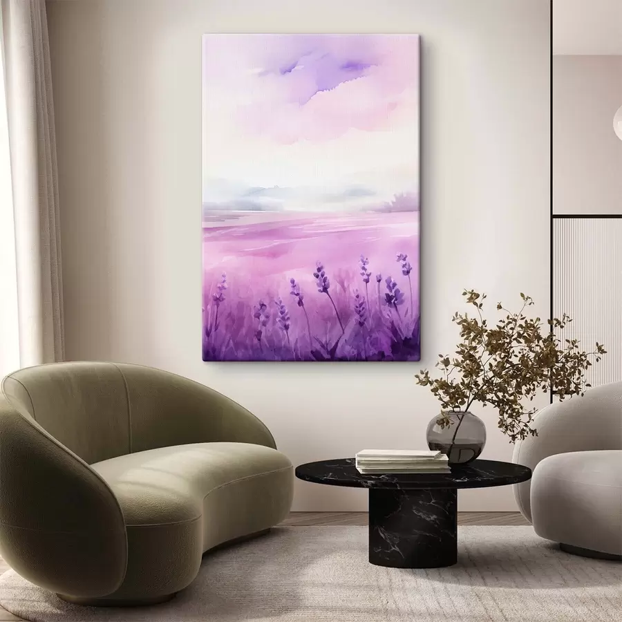 Картина Лавандове поле, імітація акварелі s47109
