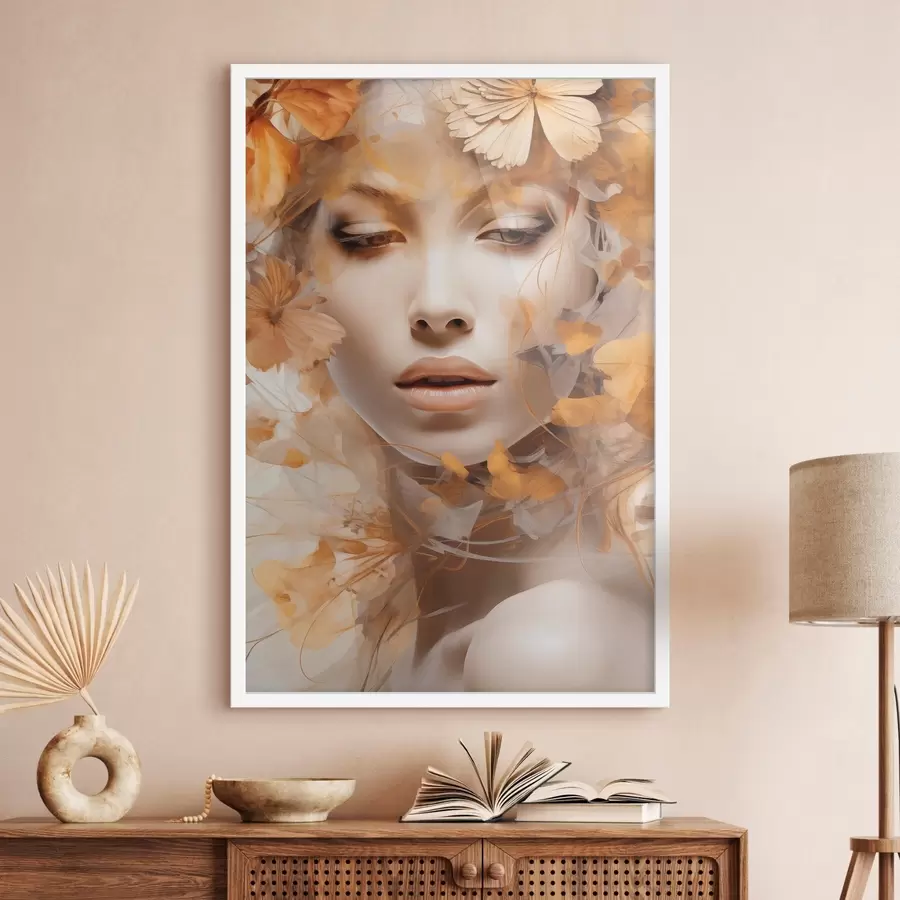 Картина Люди, дівчина і квіти, імітація скульптури f47112