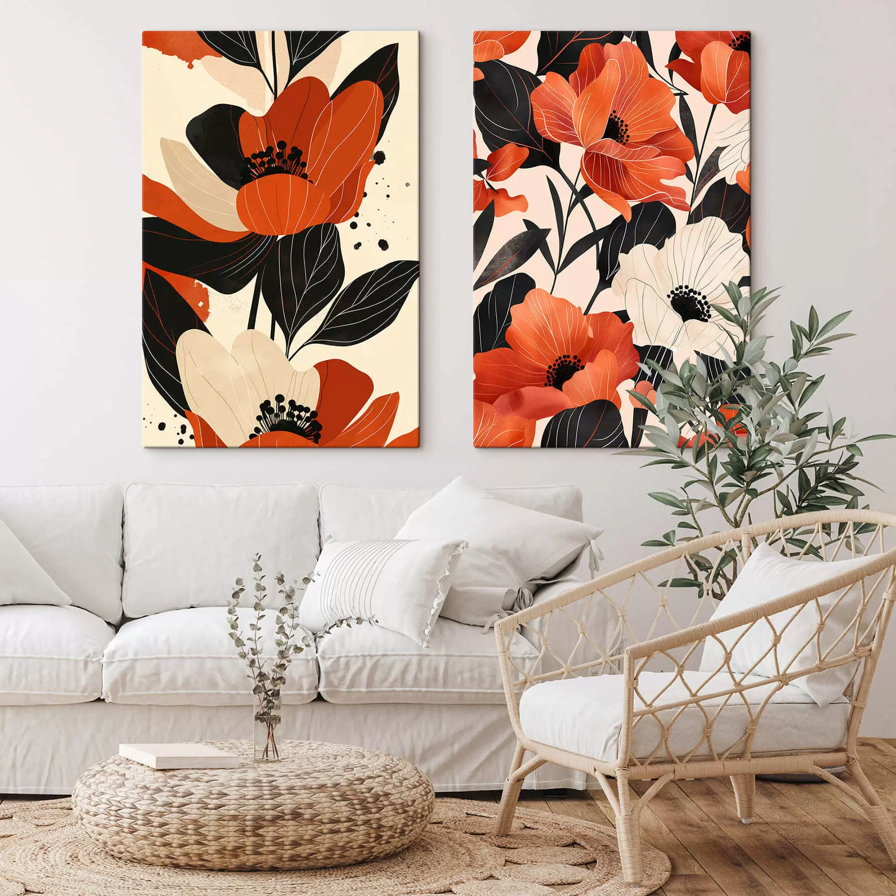 Картина Квіткова композиція в теплих тонах m01228