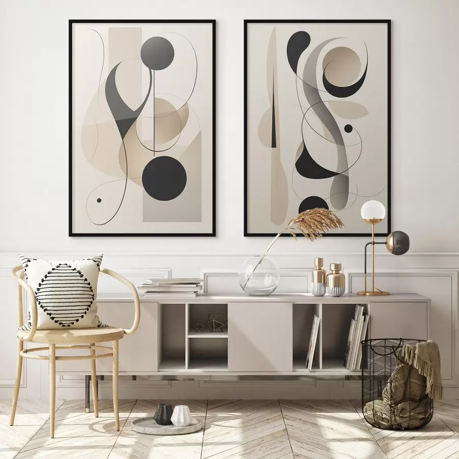 Картина Абстрактна композиція з кривими та формами d00538